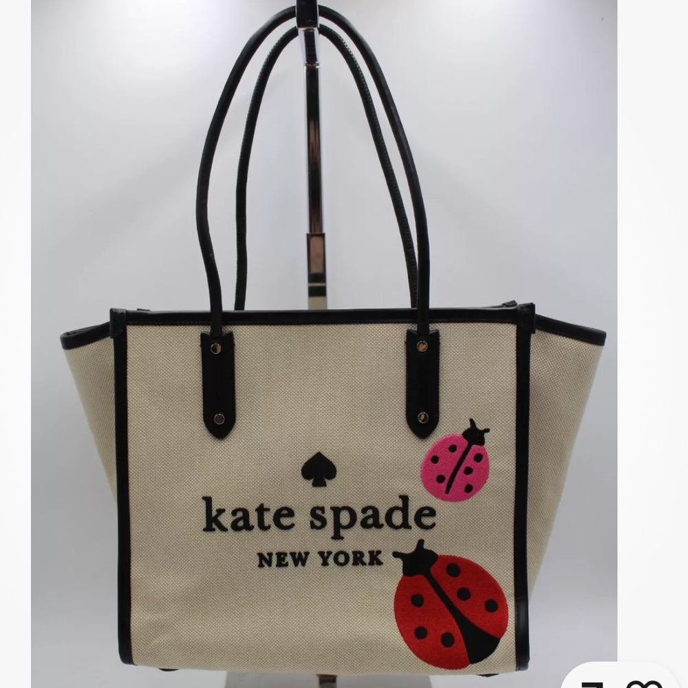 Kate Spade Ella Dottie Lady Bug Large Embroidered Tote